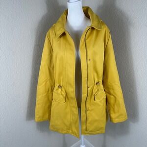 Kate Spade New York Hooded Coat Women's Large Mustard Yellow Preppy Utility